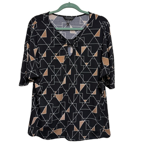 Geometric Black and Brown Women's Top